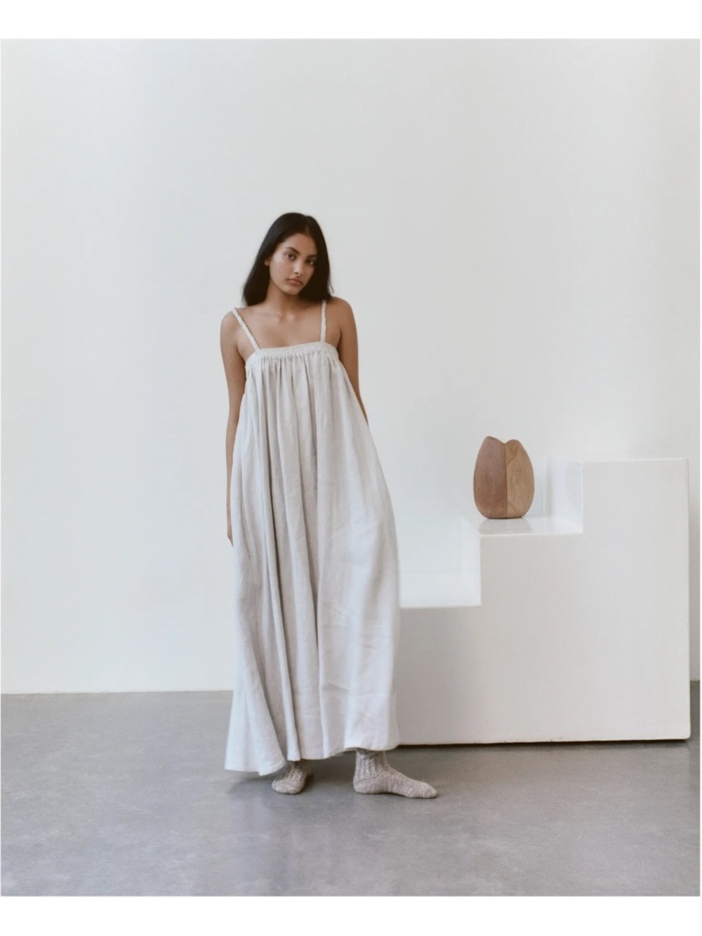 Deiji Studios Box Pleat Linen Dress